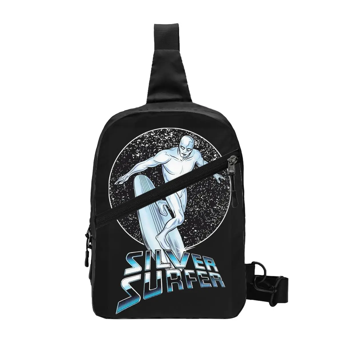 

Silver Surfer Galaxy Chest Bag Men Sling Crossbody Backpack Chest Bag Travel Hiking Daypack Shoulder Bag