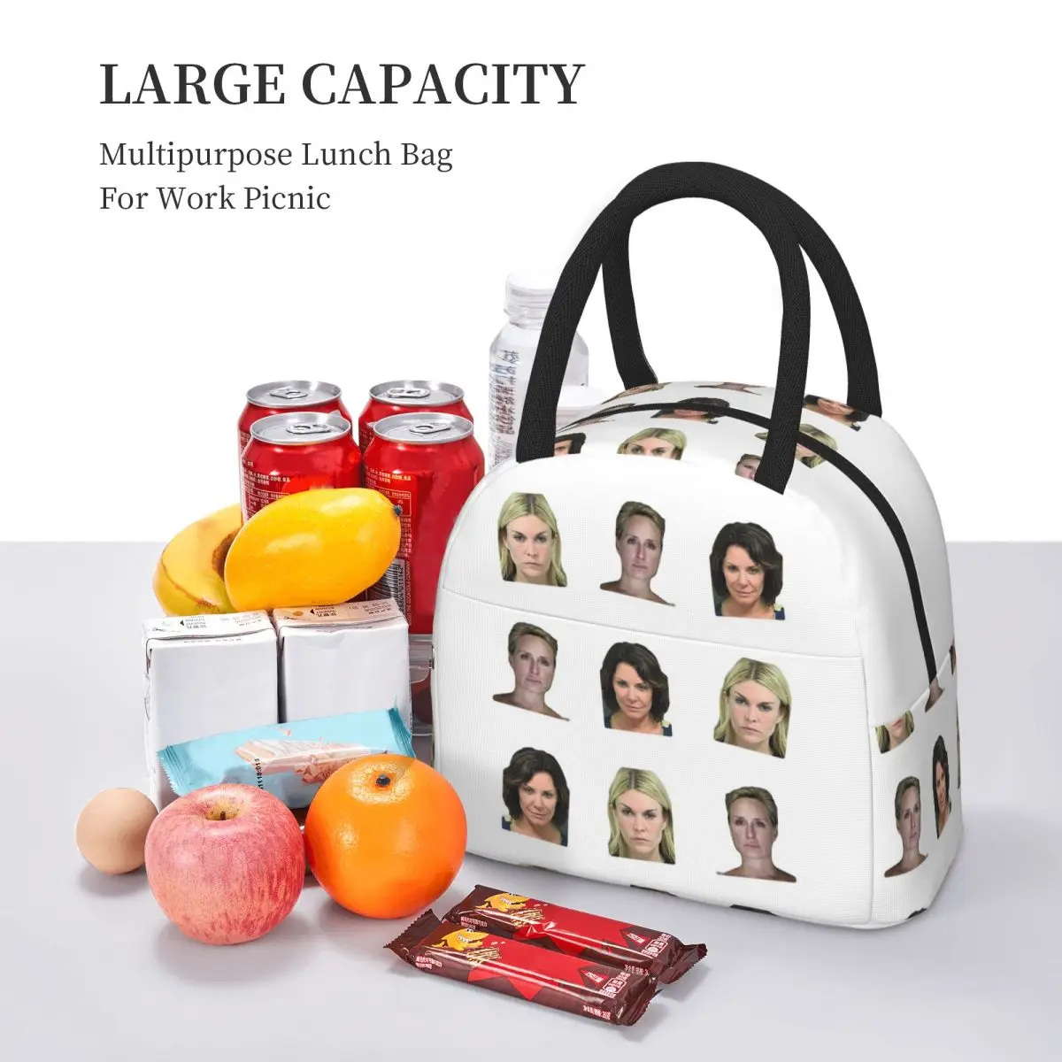 حقيبة غداء معزولة لربات البيوت في مدينة نيويورك من Mugshot للأطفال، صندوق طعام حراري مبرد للمدرسة، حاوية صناديق الغداء #5