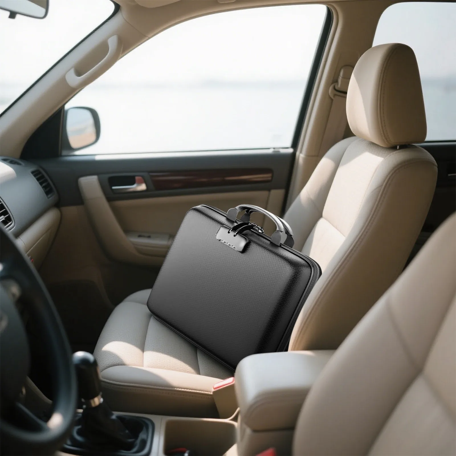 File Organizer With Lock Hard Shells Case Fireproof Box With 13 Pocket Accordion File Folder Portable Offices Travel Safe Storag