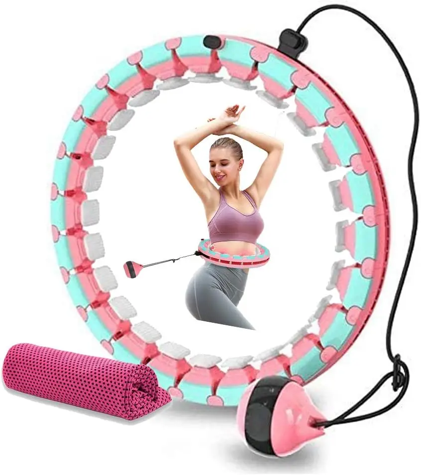 

Weighted Smart Hoop for Adults and Exercising, Adjustable -Spinning Fitness Hoop,Pink,24 Sections Urethane dumbell lbs Gym sets