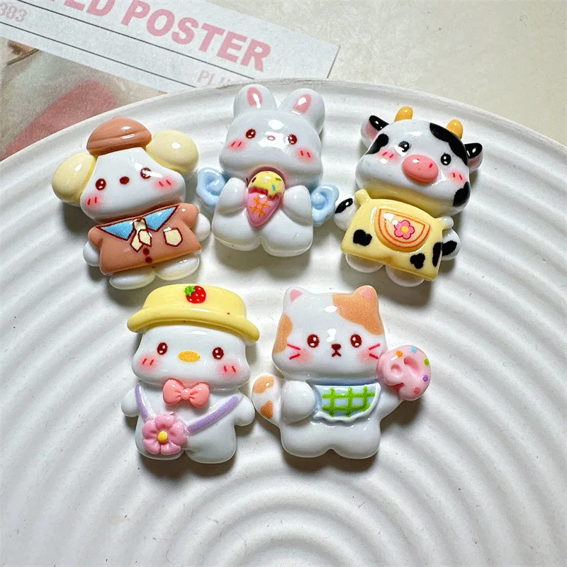 5pcs DIY Cream Gum Cartoon Cute Poison Cow cartoon resin flatback cabochons diy crafts supplies