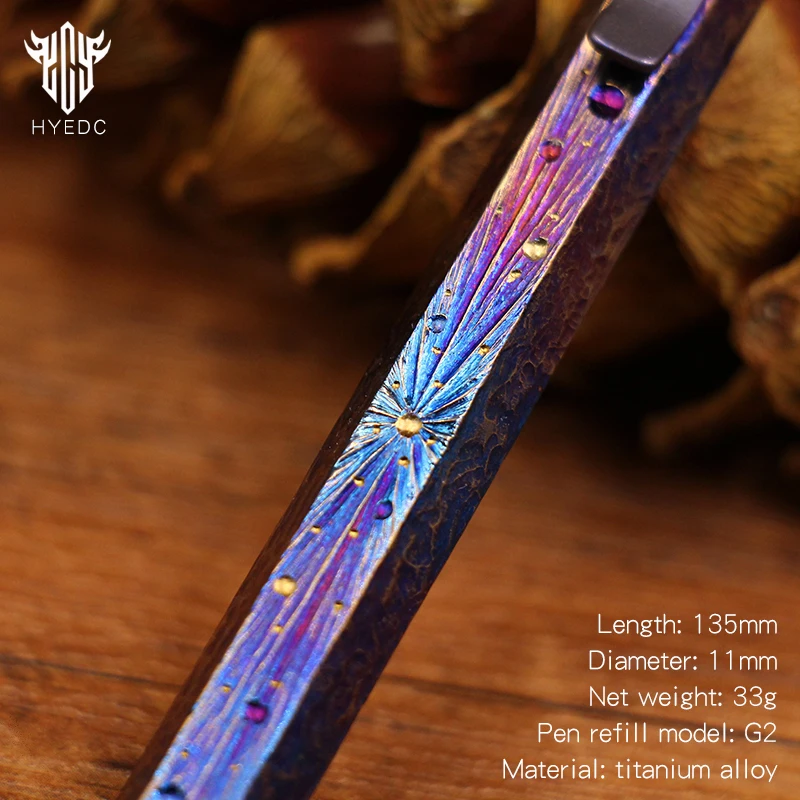 Titanium Alloy Tactical Pen Hand Carved Star Sky Limited Edition Tungsten Pen Decompression EDC Metal Signature Neutral Pen