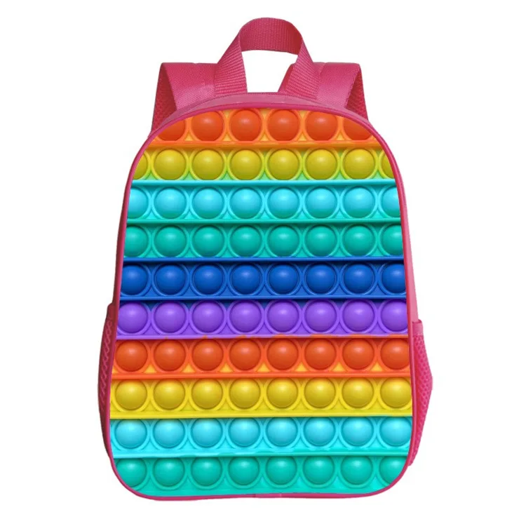 12 Inch Pop Its Rainbow Printed Children Schoolbag Back To School Student Backpack In Kindergarten Gift