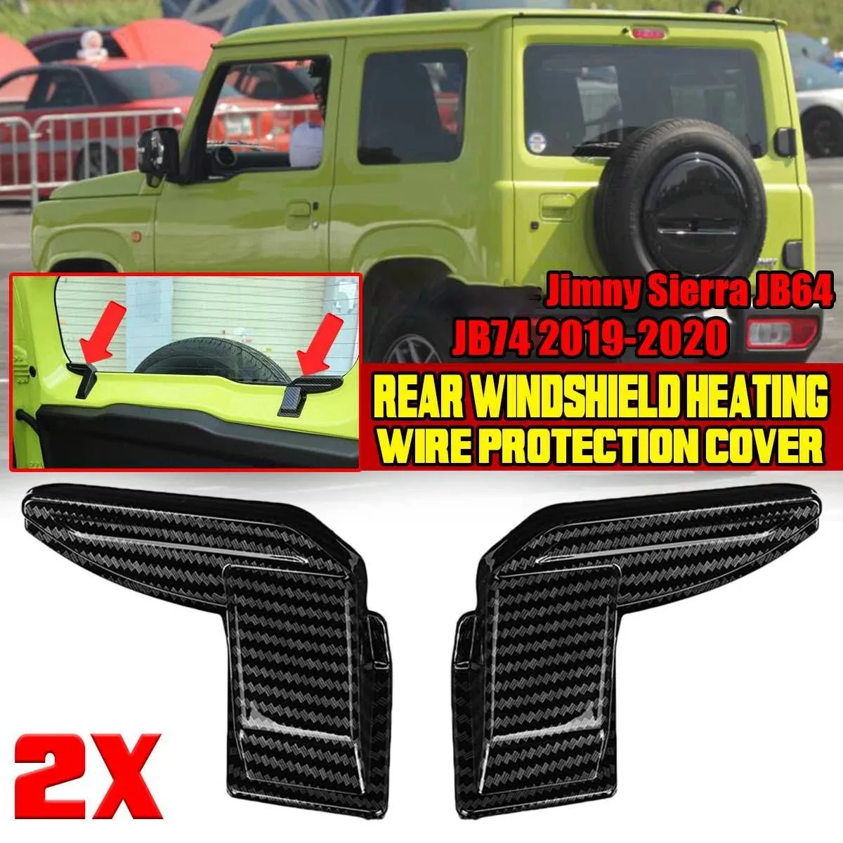 Carbon Look Car Rear Windshield Heating Wire Protection Cover for Suzuki Jimny Sierra JB64 JB74 2019 2020 Demister Cover