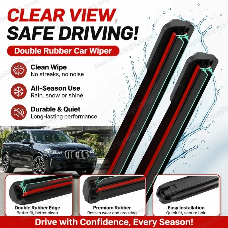 For BMW X5 E53 E70 F15 G05 Windshield Wiper Blades Front Rear 2PCS All Weather Rain Removal Auto Wiper Refills Compatible
