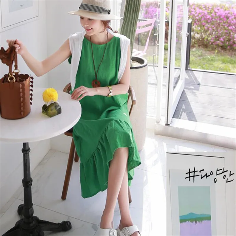 Summer Fashion Bohemia Cotton Linen Ruffles Fishtail Women Dress Boho Maxi Beach Party Loose Flare Girls Dress Vestidos