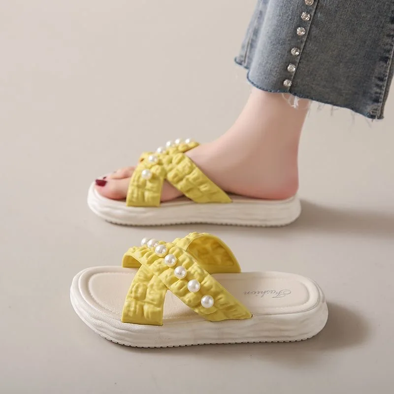 

Summer Fashion Sandals Women Beach Platform Slippers Thick Bottom Anti-Skid Lightweight Female Slip-on Shoes Sandalias