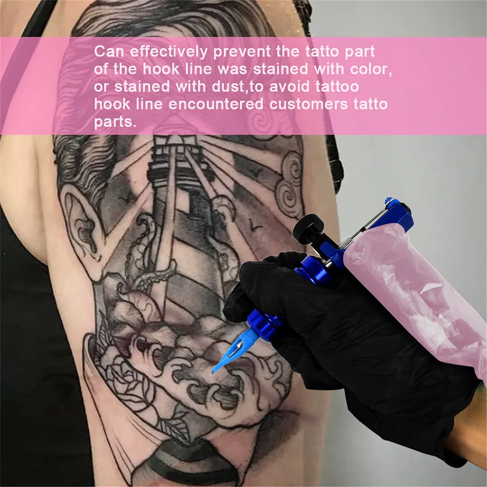 100Pcs Plastic Tattoos Clip Cord Covers Disposable Pen Bags Tattoo Machine Sleeve Hook Bags Protective Tattooing Accessories