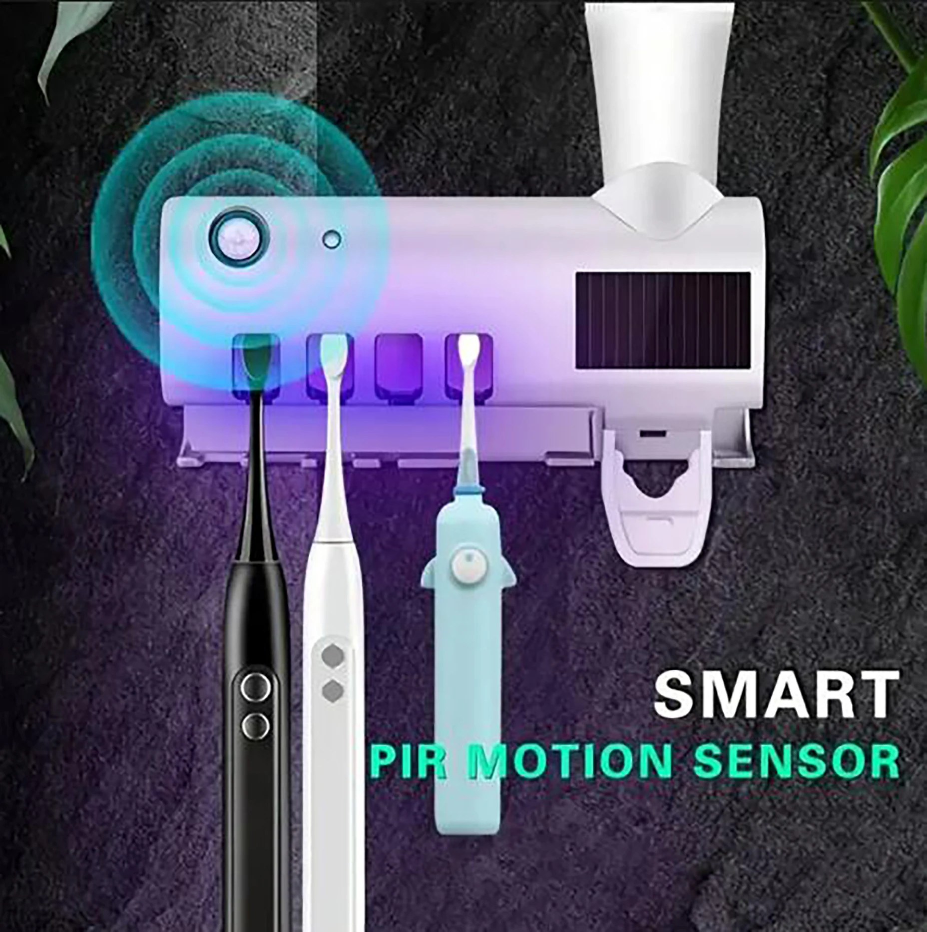 1PC bracket type automatic toothbrush and toothpaste dispenser set, dust-proof wall mounted toothpaste dispenser for bathroom