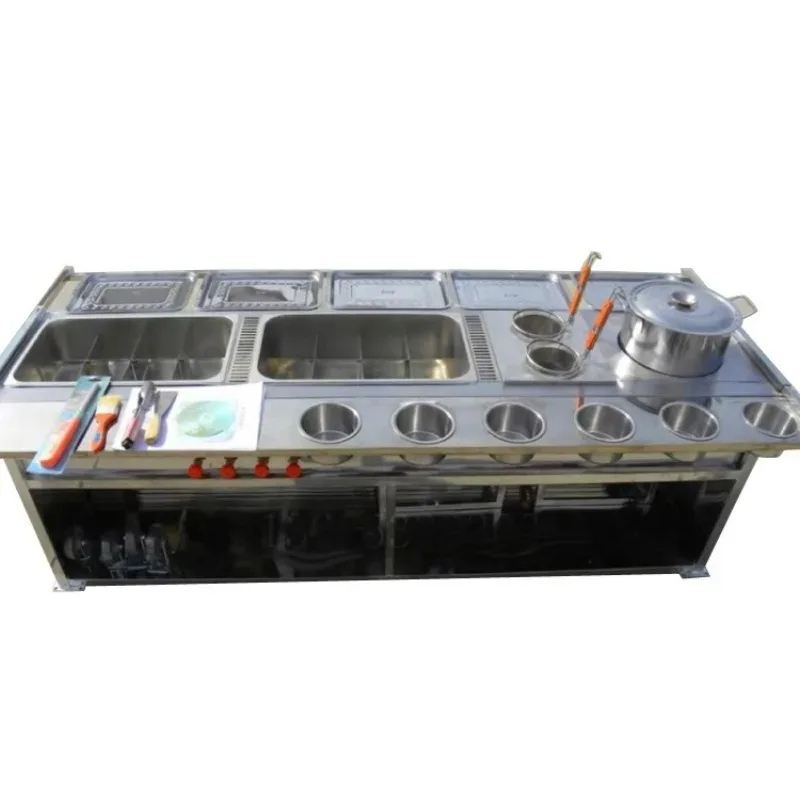 

Oden boiled fried stall night market shabu string food truck stainless steel truck mobile breakfast cart hand push Malatang