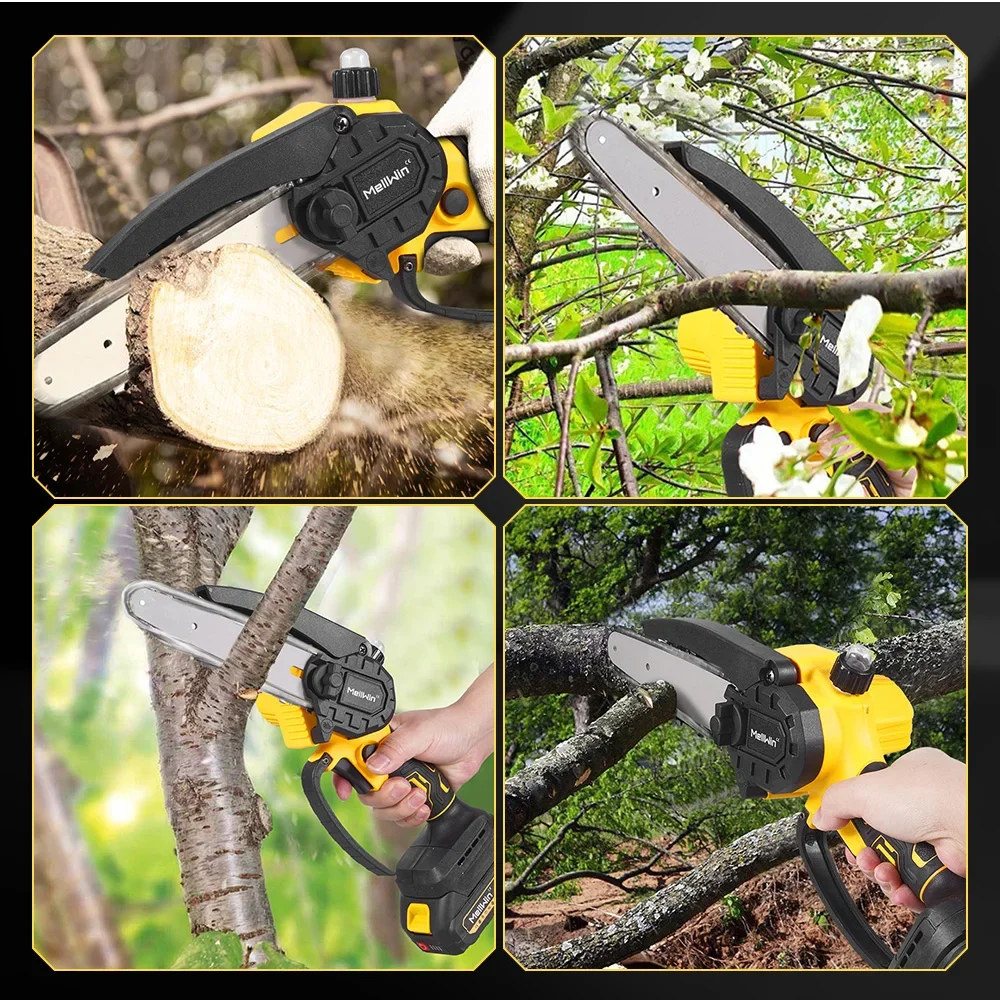 MELLWIN 6 Zoll Akku-Elektrokettensäge Mini-Elektrokettensäge Holzbearbeitungs- und Beschneidungssäge Werkzeug für Makita 18V Akku – Detail 15