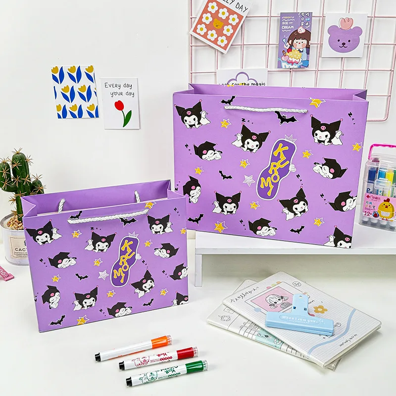 Sacchetti regalo portatili Kuromi Borsa per la spesa ecologica riutilizzabile Borse portatili per feste Sacchetti regalo per le vacanze Borsa per imballaggio regalo grande