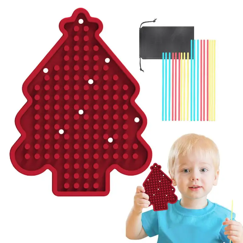 

Christmas Tree Silicone Sensory Board Silent Sensory Board For Calming With 18 Strings Sensory Toy Activity Developing Sensory