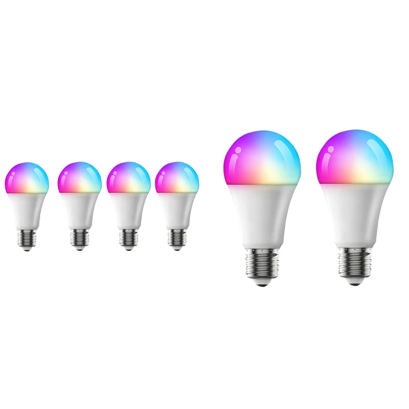 

Smart Bulb Wifi & Bluetooth 5.0 Without Hub Dimmable Music Sync Schedule RGB Smart Lights Light LED Bulb E27 9W