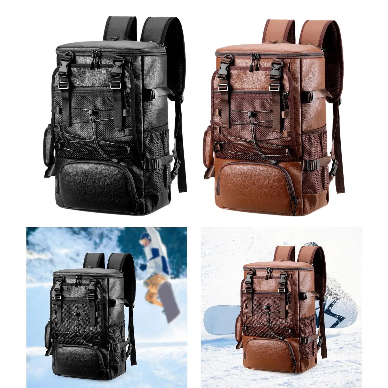 Mochila de skate, mochila para laptop, alça de ombro ajustável de couro PU portátil multifuncional mochila esportiva bolsa para laptop