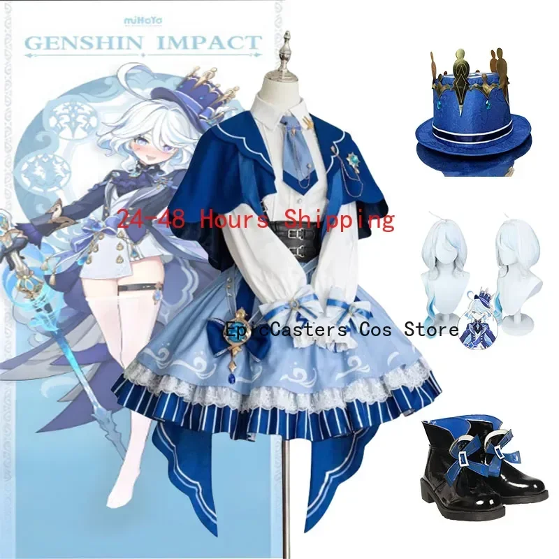 Mooyiyi Genshin Impact Furina Cosplay Costume Impact Furina Doujin Cosplay Costume Woman Lolita Dress Sets Wig Shoes