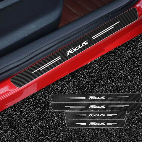 60X7CM Auto Door Sill Protection Tape Carbon Fiber Protector Strip Sticker For Ford Focus Logo MK1 MK2 MK3 MK4 Fiesta Ranger