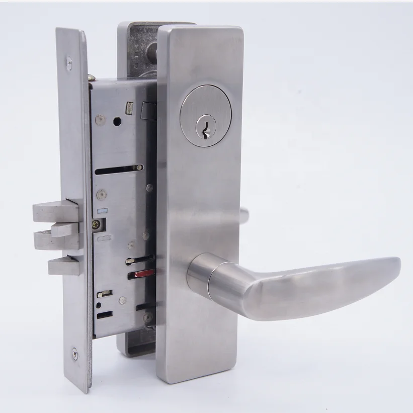 KEYMAN ANSI Grade 1 Durable Key Operated Escutcheon Type Stainless Steel Mortise Door Lock Set with Safe Cylinder High Security