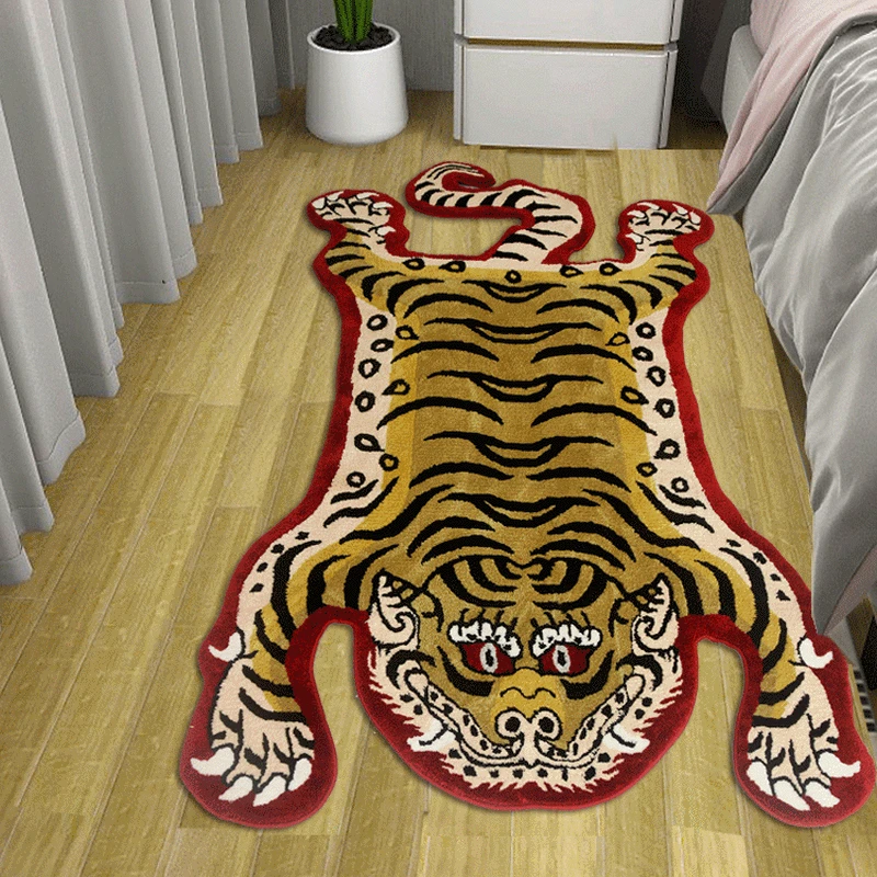 Tibetan Tiger Carpet Super Soft Tufted Animal Bedside Carpet Non-slip Absorbent Bathroom Mat Home Decor Living Room Area Rugs