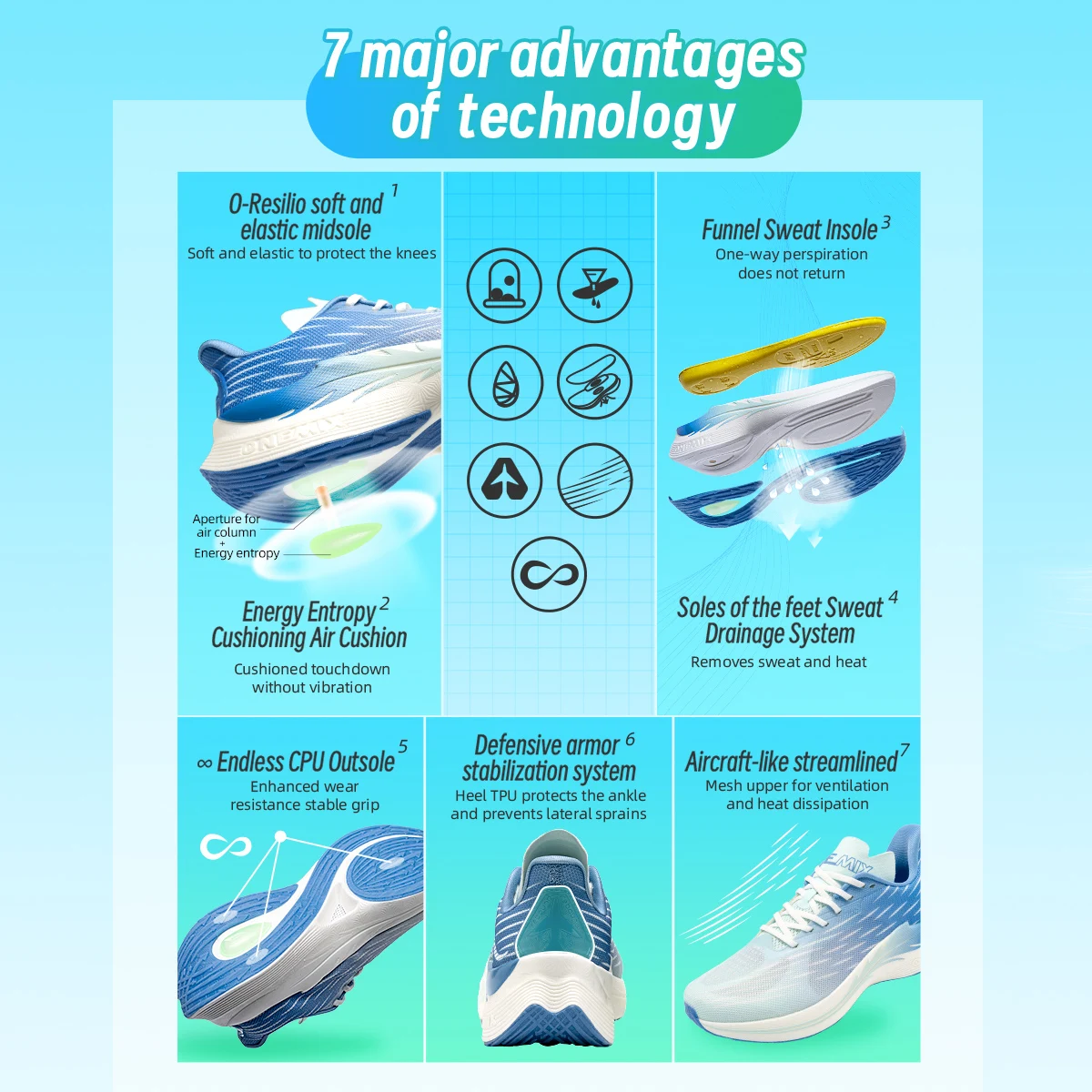 ONEMIX 2025 Air cushion Running Shoes  Breathable Outdoor Sport Sneakers Lightweight Athletic Jogging Walking Shoes