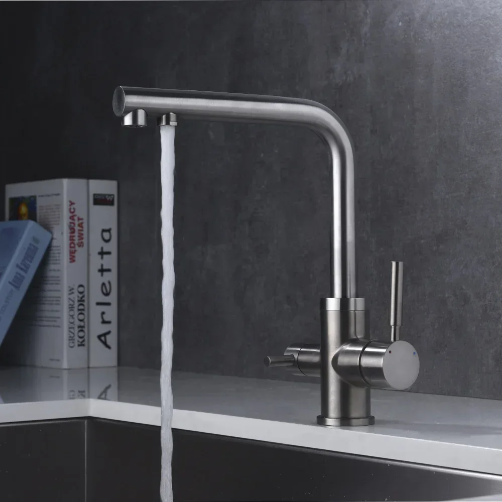 005 360 Rotating Swivel Kitchen 3 In 1 Drinking Water Tap 3 Way Filter Tap 3 Way Mixer Tap Chrome Plated Kitchen Sink Faucet