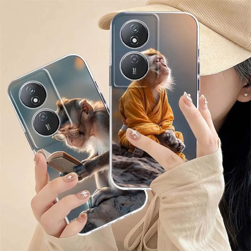 Capa de Celular Art Monkey Learning Style para Honor Magic 8 7 6 5 4 3 400 200 100 90 80 70 50 9X Pro Flat GT Smart Lite