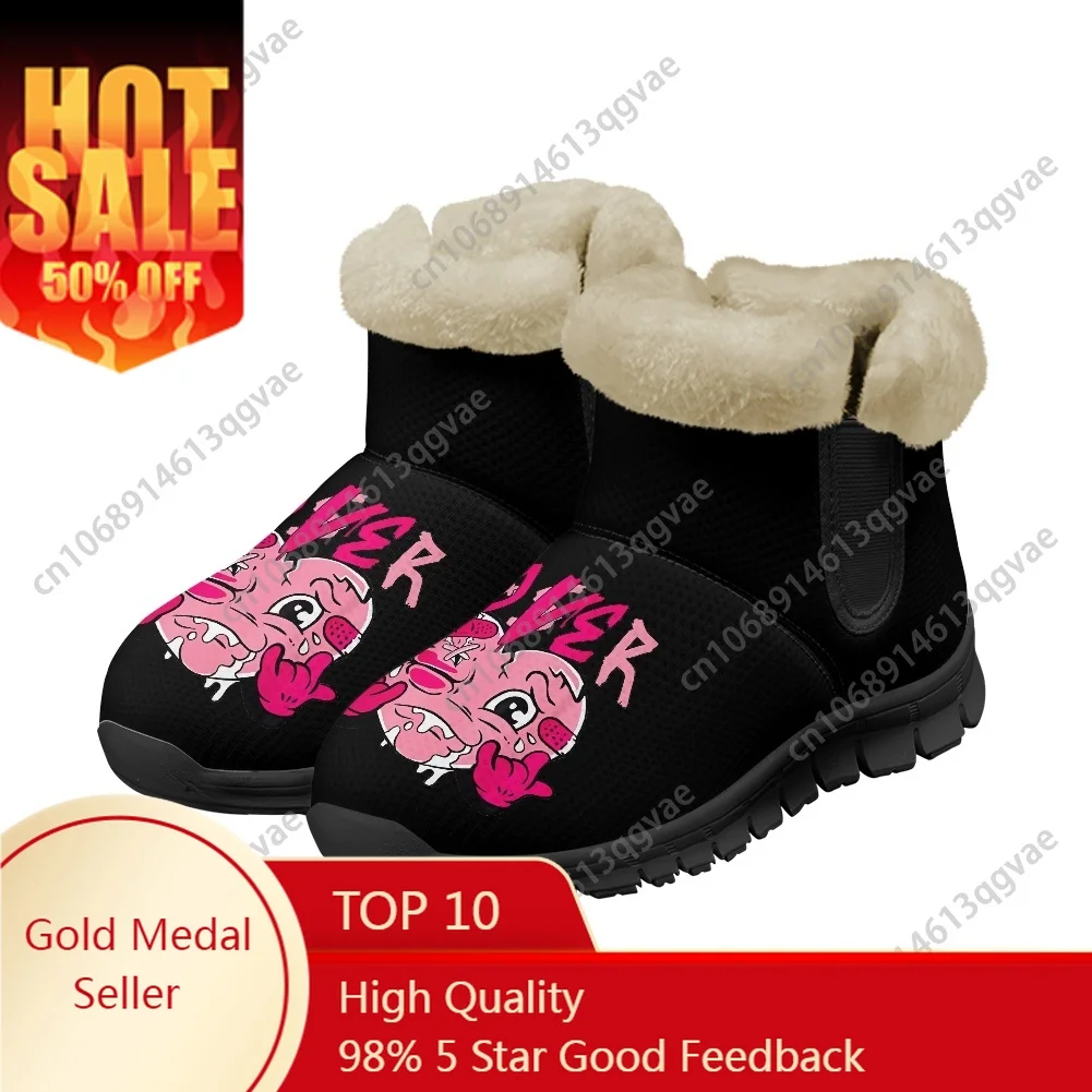 

Pink Loser Lover Pink Drip Heart Snow Boots Mens Womens Teenager Shoes Keep Warm High Quality Couple Sports Custom Made Sneakers