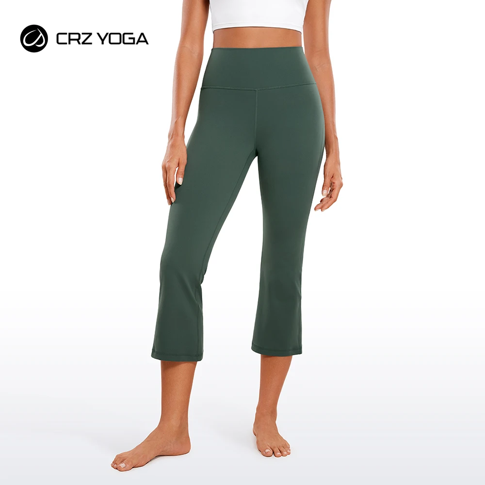 

CRZ YOGA Womens Butterluxe High Waisted Flare Capris Leggings 23" - Bootcut Yoga Pants Cropped Lounge Casual Comfy