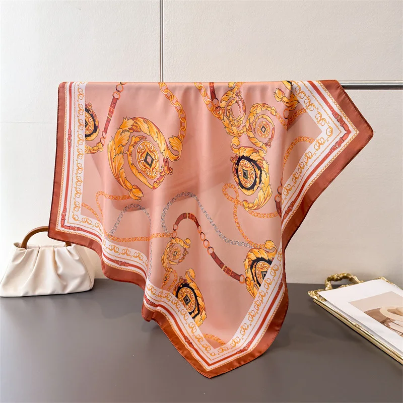 

Новый роскошный брендовый атласный квадратный шарф с принтом ленты для волос модный шарф для женщин шейный платок бандана однотонная шаль повязка на голову