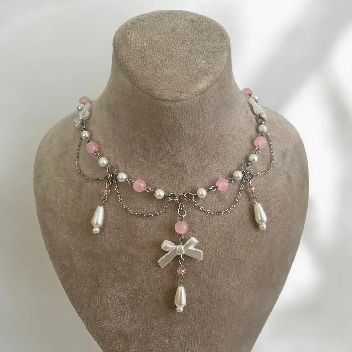 Exquisite necklace/handmade jewelry/gift for her/pink aesthetics/fairy jewelry