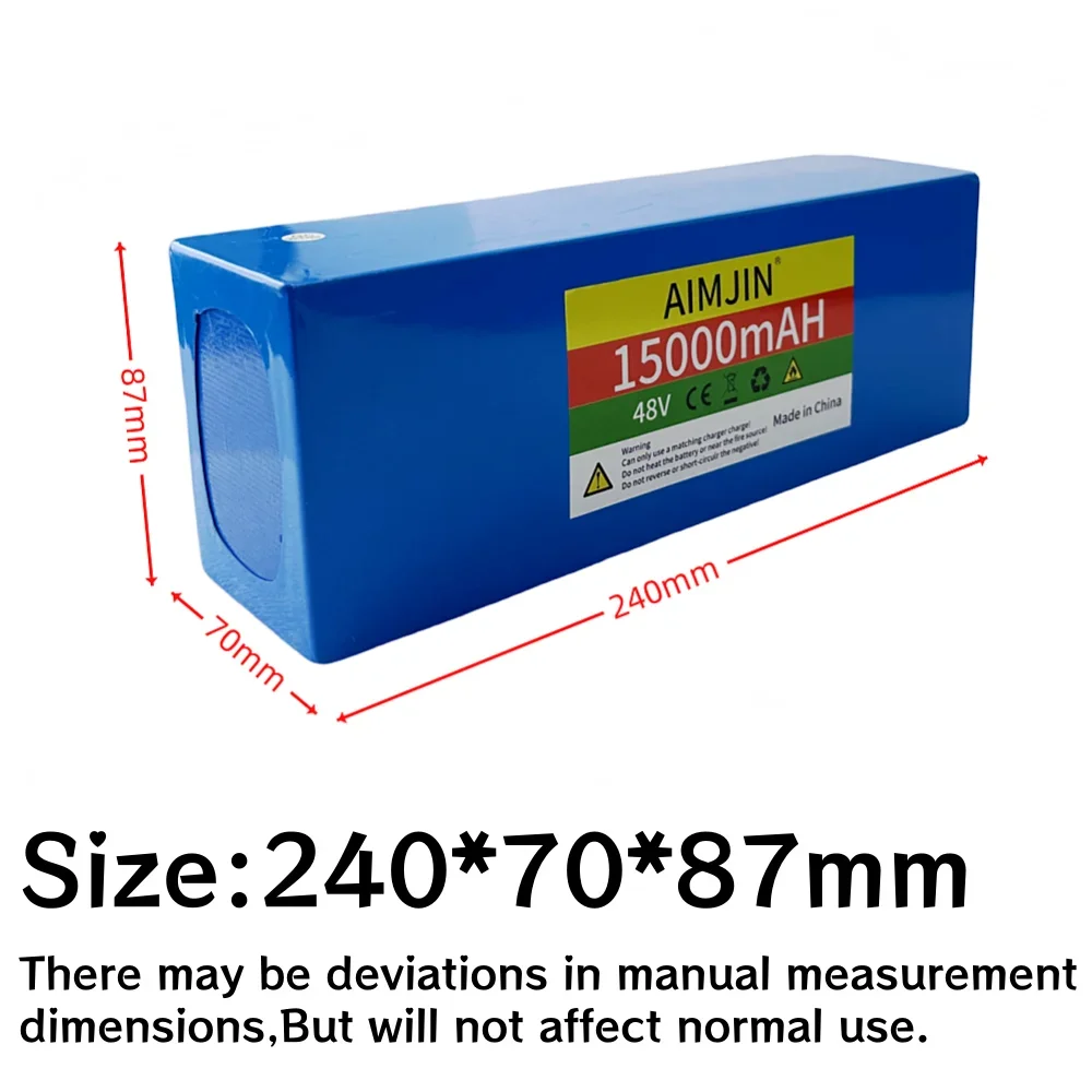 Batería de iones de litio 13S4P de 48V, 18650 mAh, BMS integrado para patinete eléctrico, batería de repuesto para bicicleta, 15000