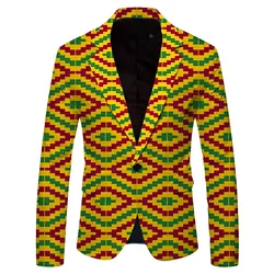 Summer Men Blazer African Characteristics Print Turndown Collar Single Breasted Slim Lapel Suit Jacket Streetwear Veste 25687367