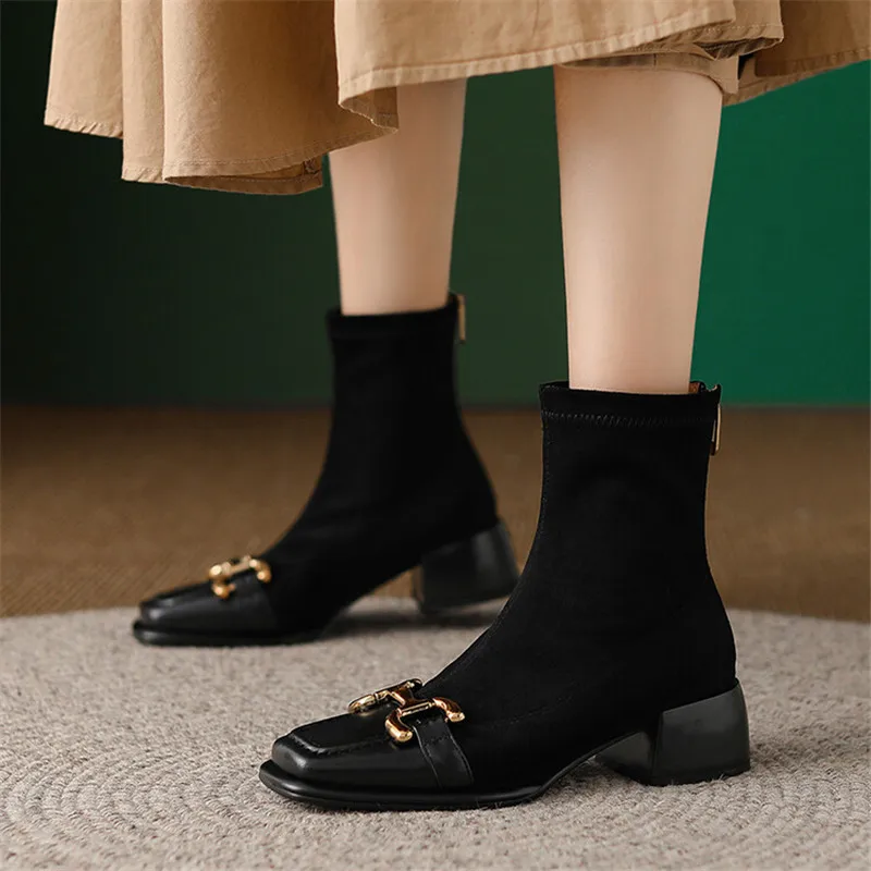 Nuevas Botas De Mujer De Cuero Dividido De Otoño E Invierno, Botas Cortas Con Punta Redonda Para Mujer, Botas Elásticas Retro A La Moda, Zapatos De Tacón Medio Para Mujer — -50%, 54.69€ Coupon, from 54.69€ – 50% descuento – €54.69