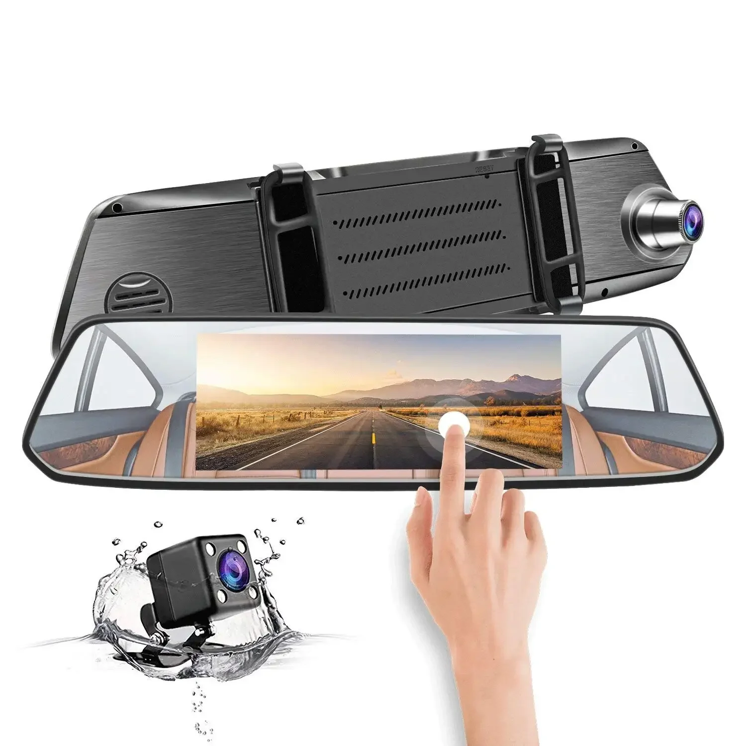 7 in Touch Screen Car Driving Recorder Rearview Mirror Car DVR 170 Degree Night Vision Parking  Car Black Box