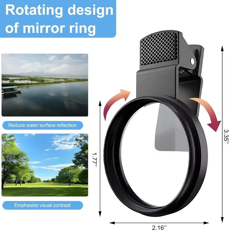 MINI 52mm Clip-on Phone Filter Holder Mount Camera Wide Filter Lens Polarizer Universal Portable CPL Filter Lens Kit for iPhone