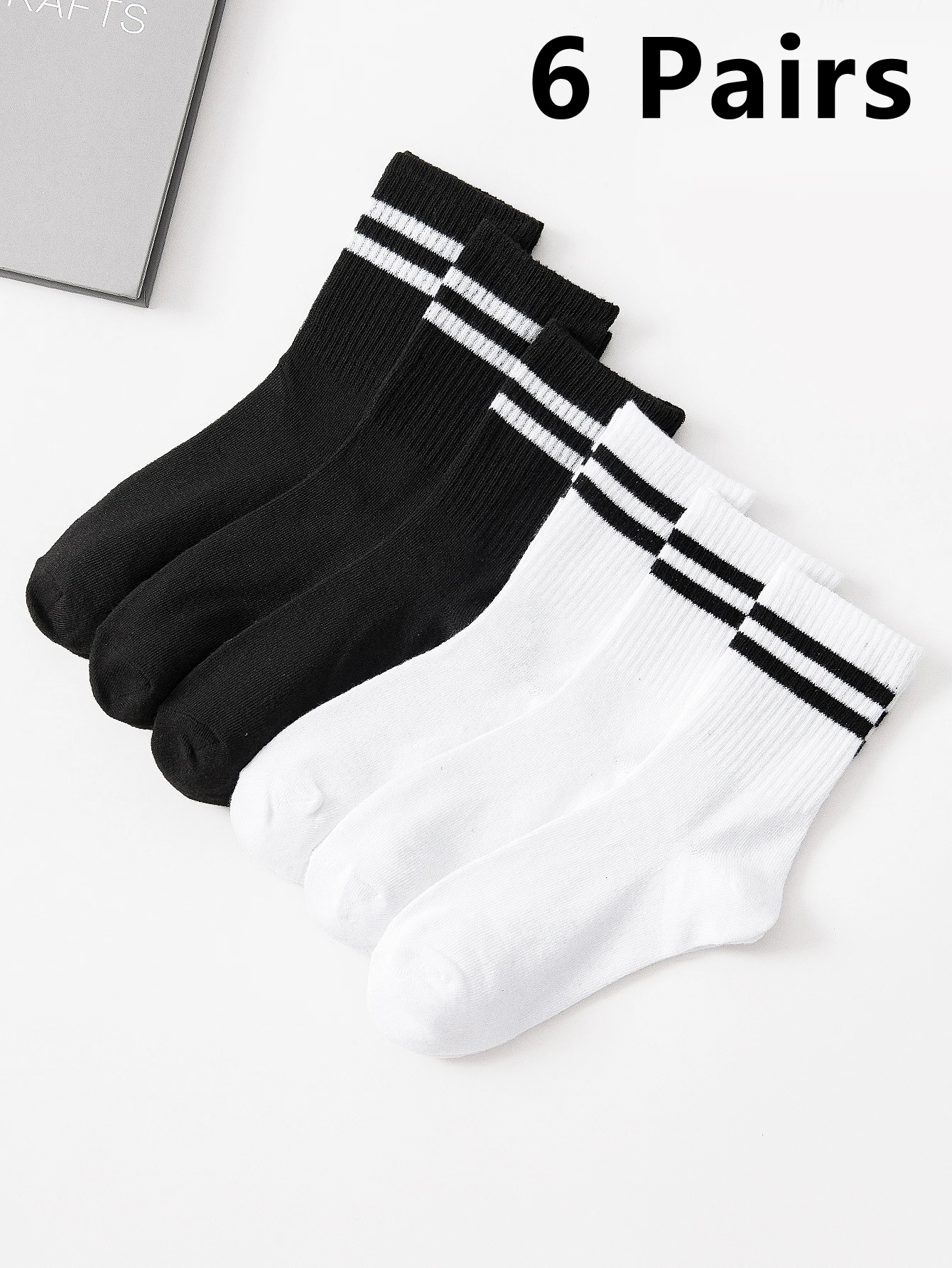 6 Pairs Popular Parallel Bars Socks Men\'s Business Sports Sweat-absorbing Breathable Spring Autumn Simple High-quality Boy Socks