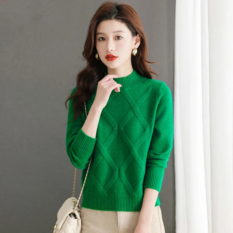 

2025 Winter New Arrival High-End Big Lang Sle Women's Sweater No Pilling Faionable Trendy Brand Knitwear for Ladies