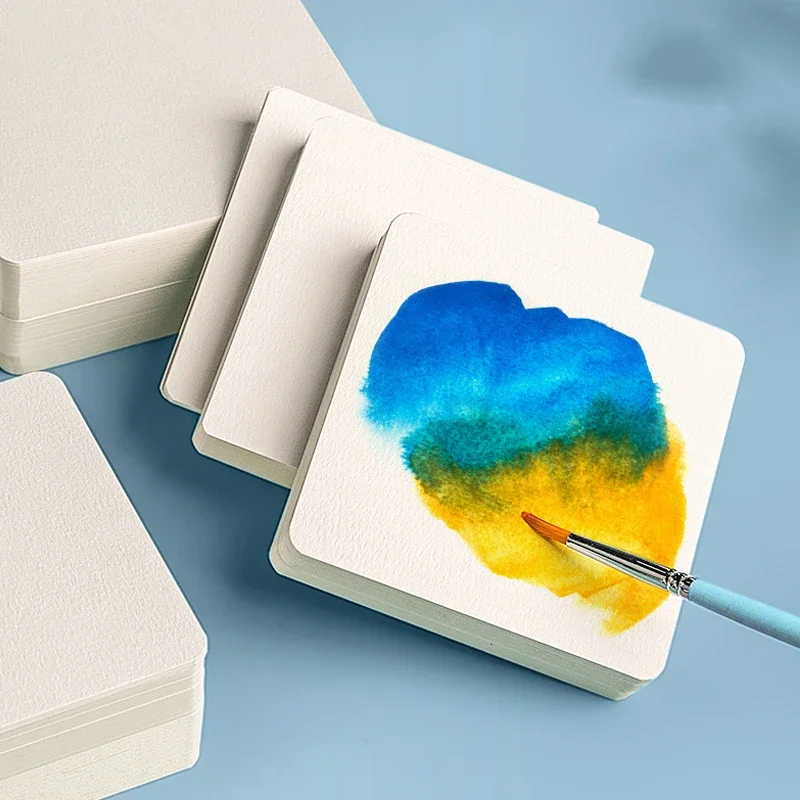 Watercolor Paper Postcard 300g Art Painting Square Round Watercolor Paper Wood Pulp Blank Cardboard Painting School Supplies