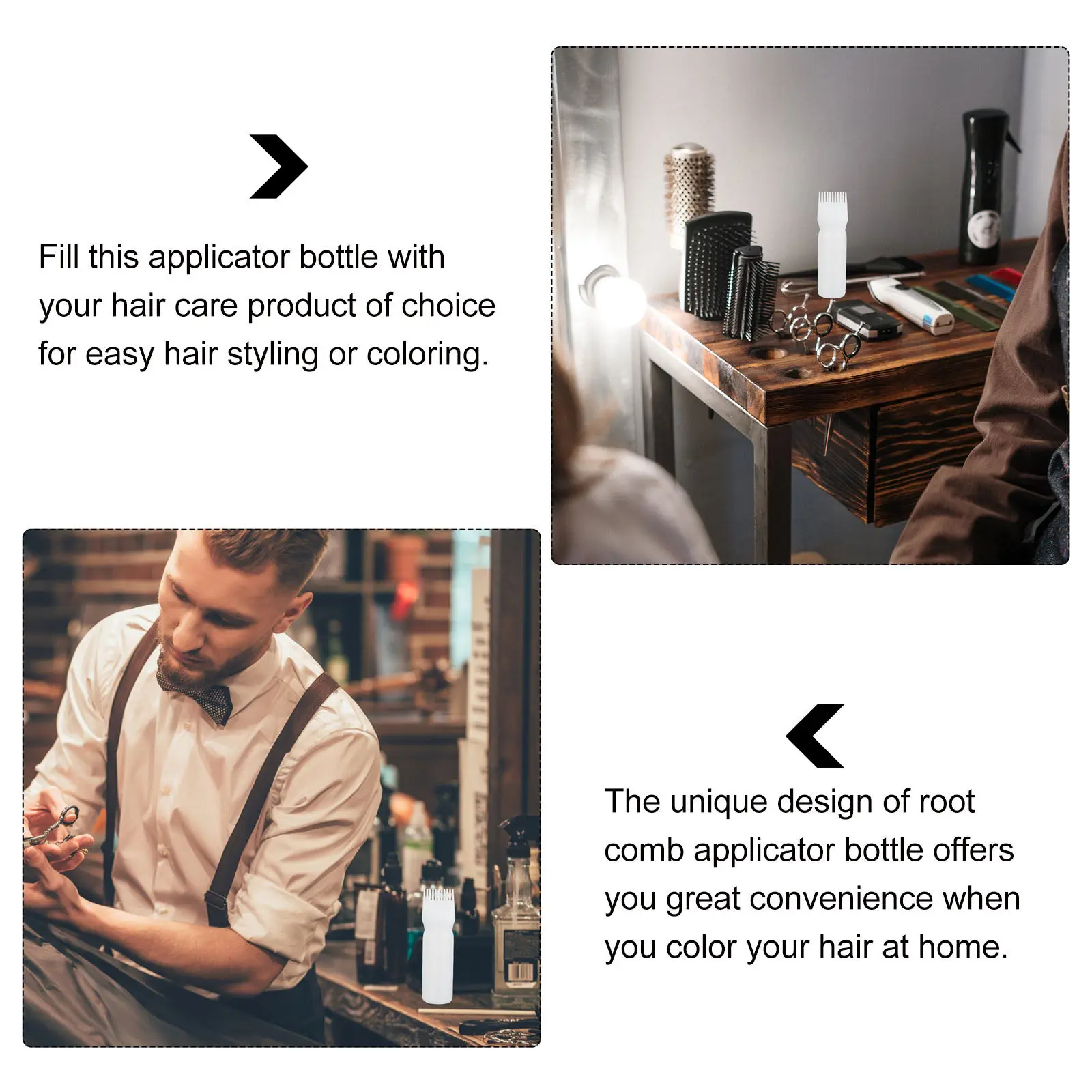 

6Pcs Hair Dye Root Comb Bottle Applicator for Coloring Oiling Treatment Home Salon Barber Use Precision Application Tool