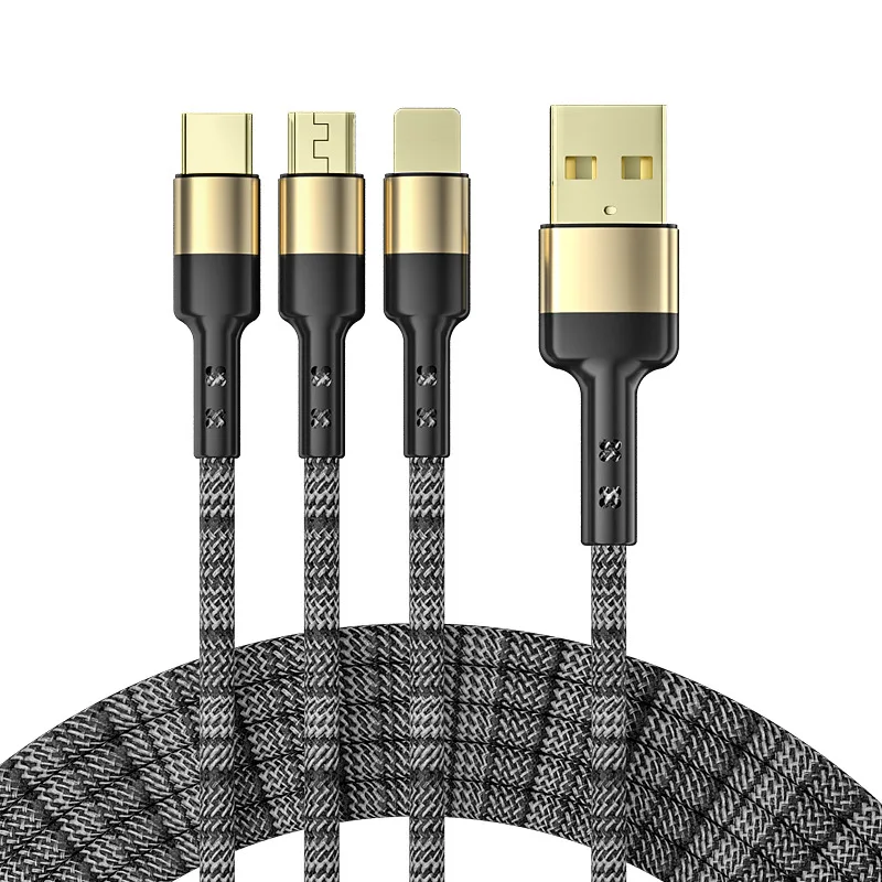 Black Gold-plated 1 To 3 Data Cable Suitable for Huawei 5A Super Fast Charging Type-C Fast Charging Cable