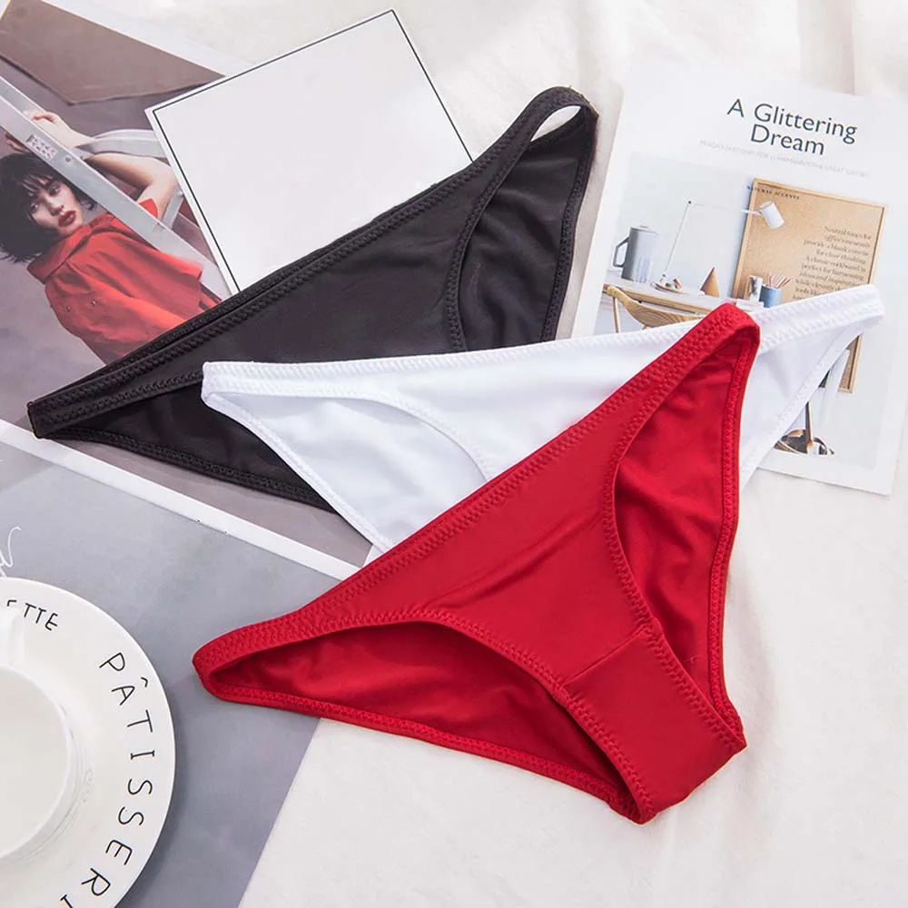 

Men Soft Half-covered Buttocks Low Waist Unisex Ladies Panties Triangle Thong Milk Silk Solid Color