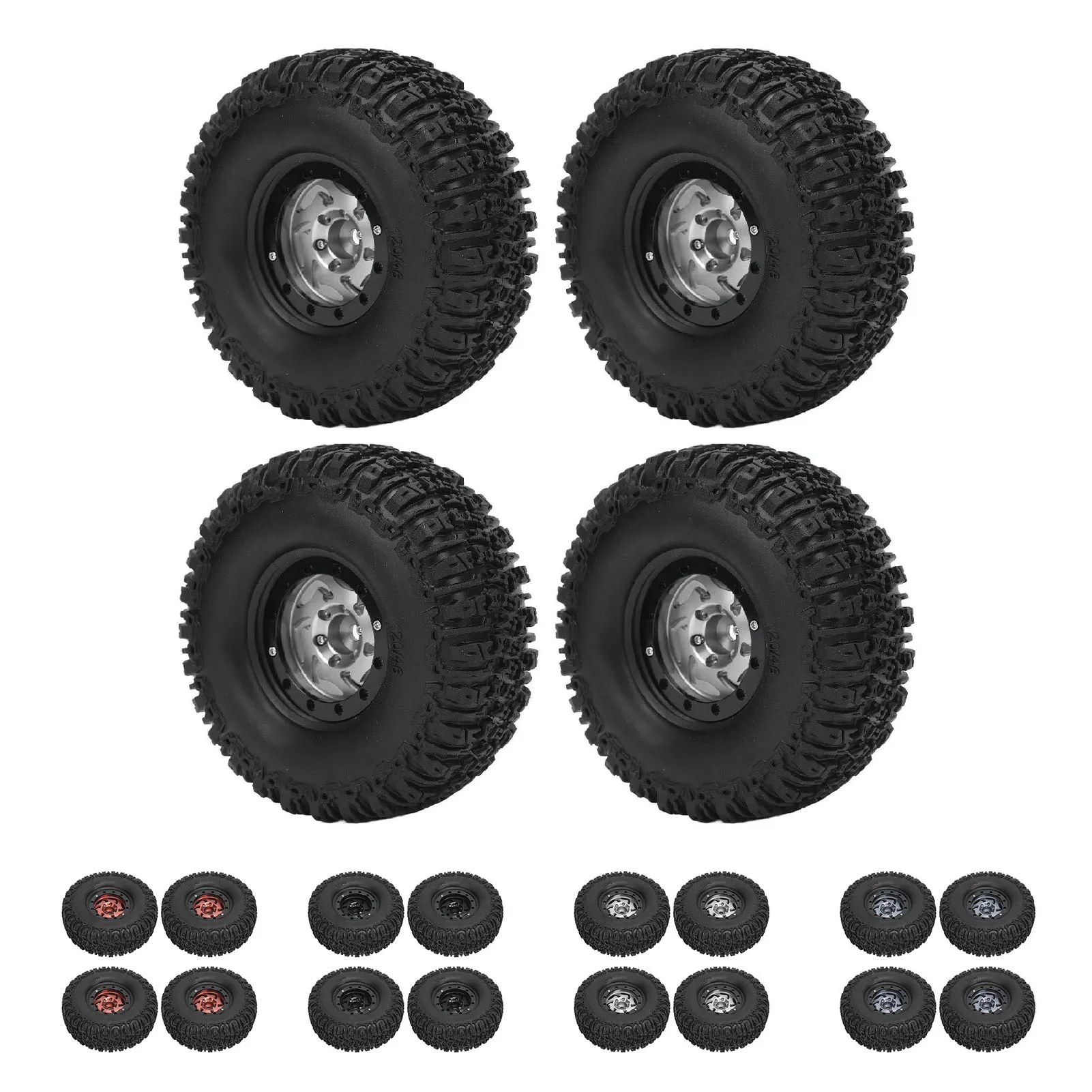 

RC Crawler Wheel Tires Set Stylish Plastic Aluminum Alloy Wheel Hubs Kit for RC Car 120x46mm RC Aluminum Alloy Wheel Hub