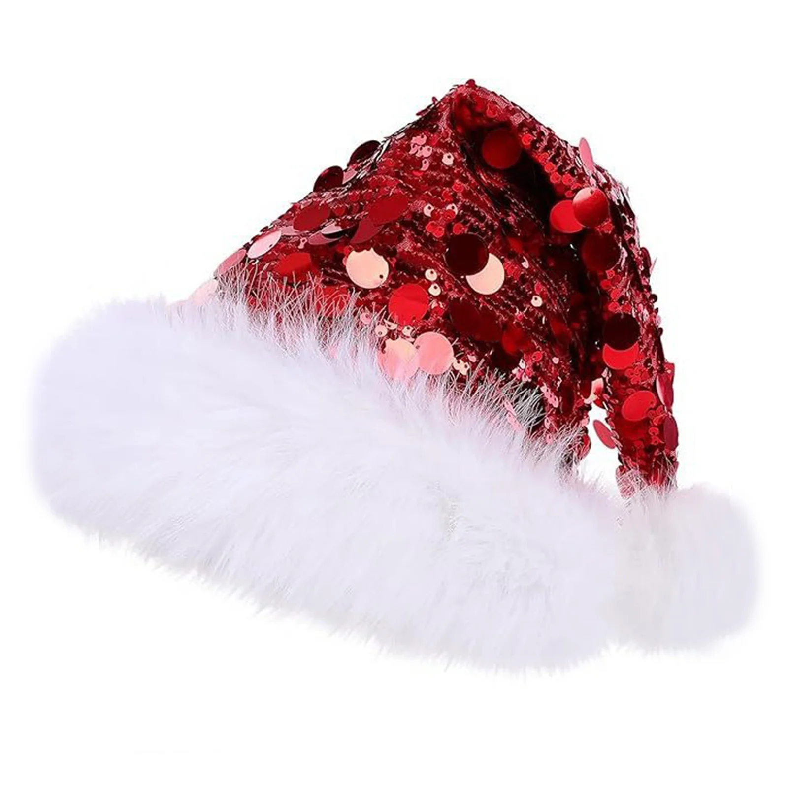 للجنسين الكبار الترتر سانتا قبعة عيد الميلاد قبعة أفخم حافة قبعة عيد الميلاد لحفلة عطلة السنة الجديدة