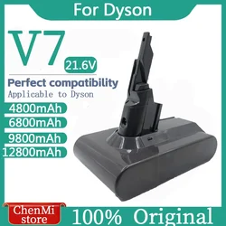 V7 12800mAh 21.6V ForDyson Battery  Longer Runtime and Stronger Suction Replacement V7 Animal  Trigger Motorhead Pro Fluffy SV11