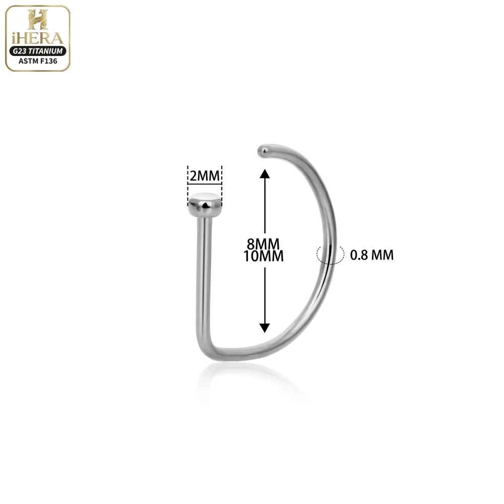 1/10PCS ASTM F136 Titanium Fake Nose Ring Hoop Non Piercing D Shape Nostril Lip Septum Earring Body Jewelry Kit