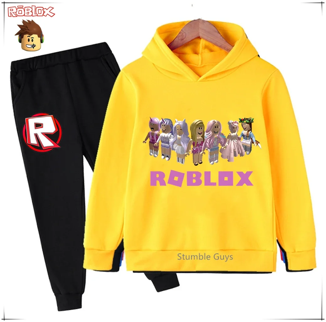 

Roblox Kids 2-Piece Hoodie Set Dragon Anime Clothes Print Spring Autumn Boys Girls Trendy Sweatshirt Outfit