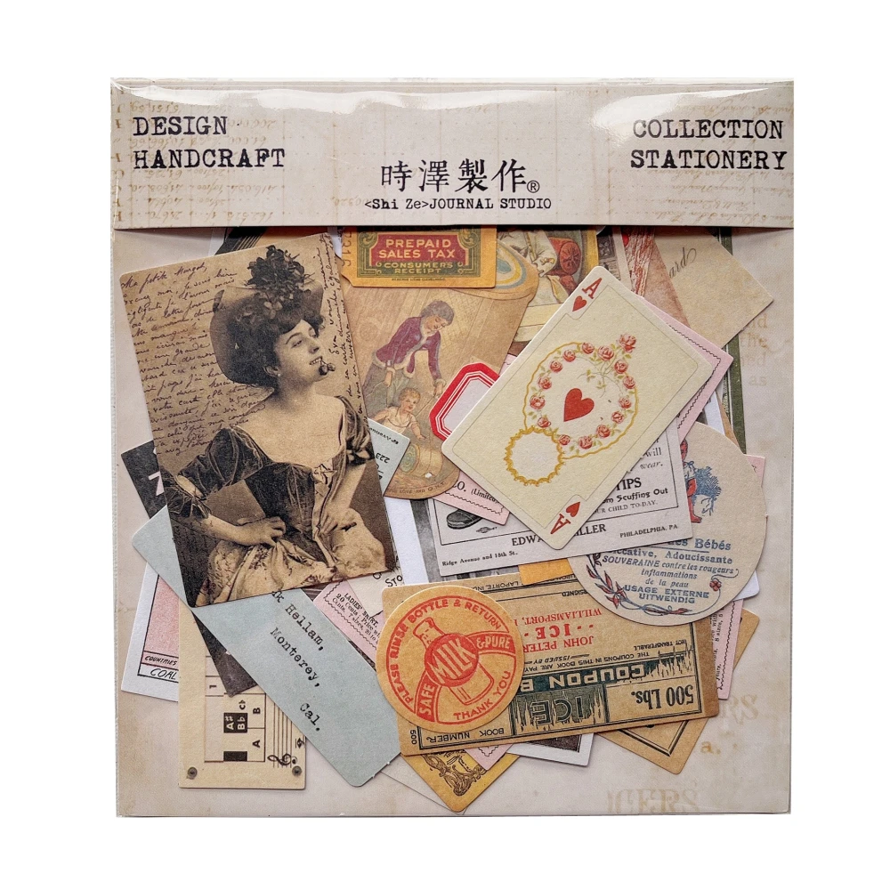 45PCS Tim Holtz Vintage Grocery Store Theme Sticker DIY Scrapbooking Journal Backing Collage Phone Case Diary Gift Decoration