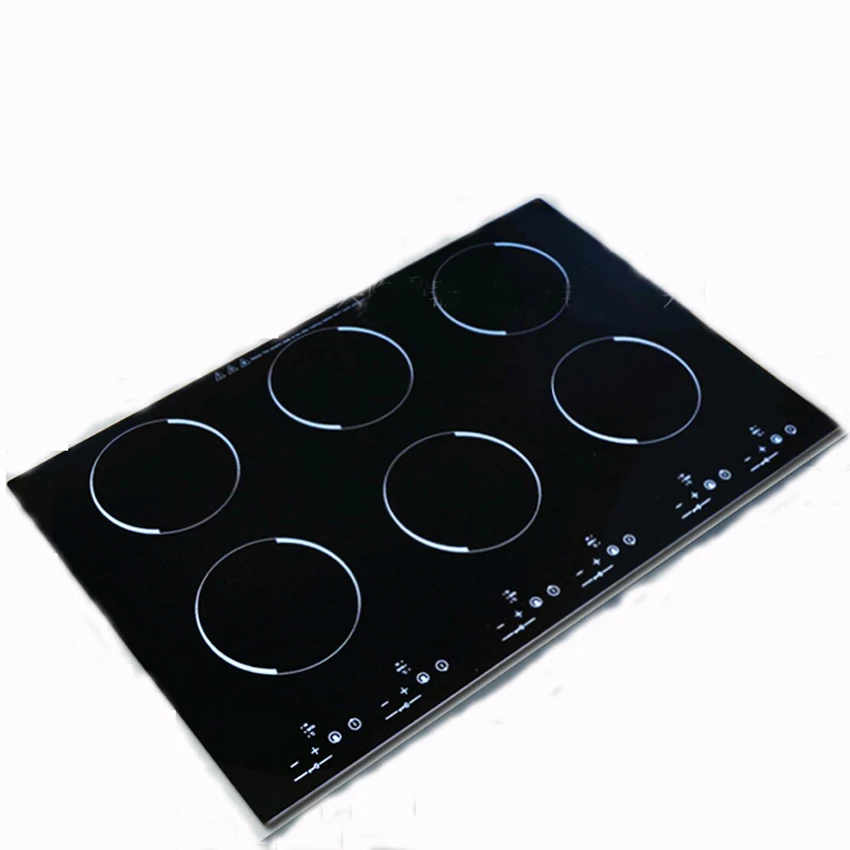 Glass Electric Cooktop 6 Burner Vertical Build-in Factory Price Smart Kitchen Appliance