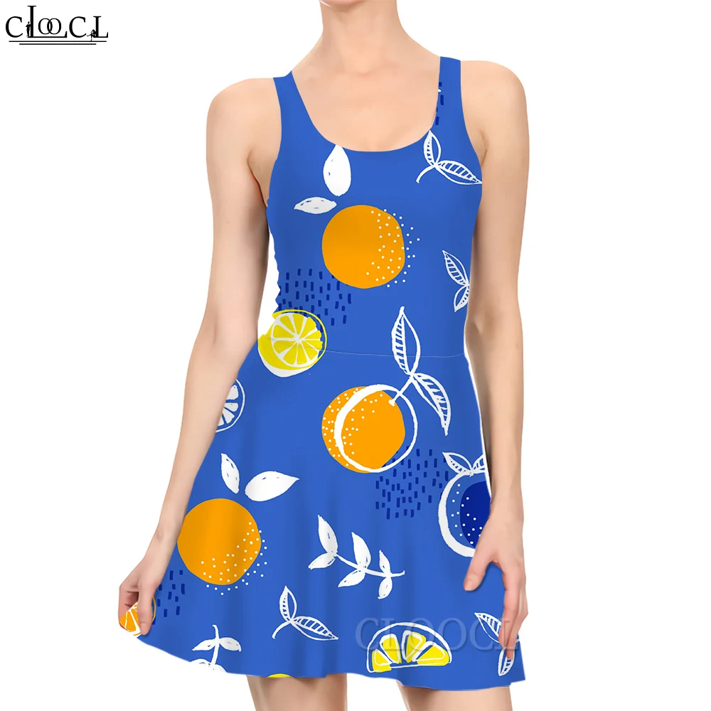 

CLOOCL Women Mini Dresses Loose Fitting Soft and Slim Cozy and Elegant Beach Style Dress Watercolor Orange Print Party Dress