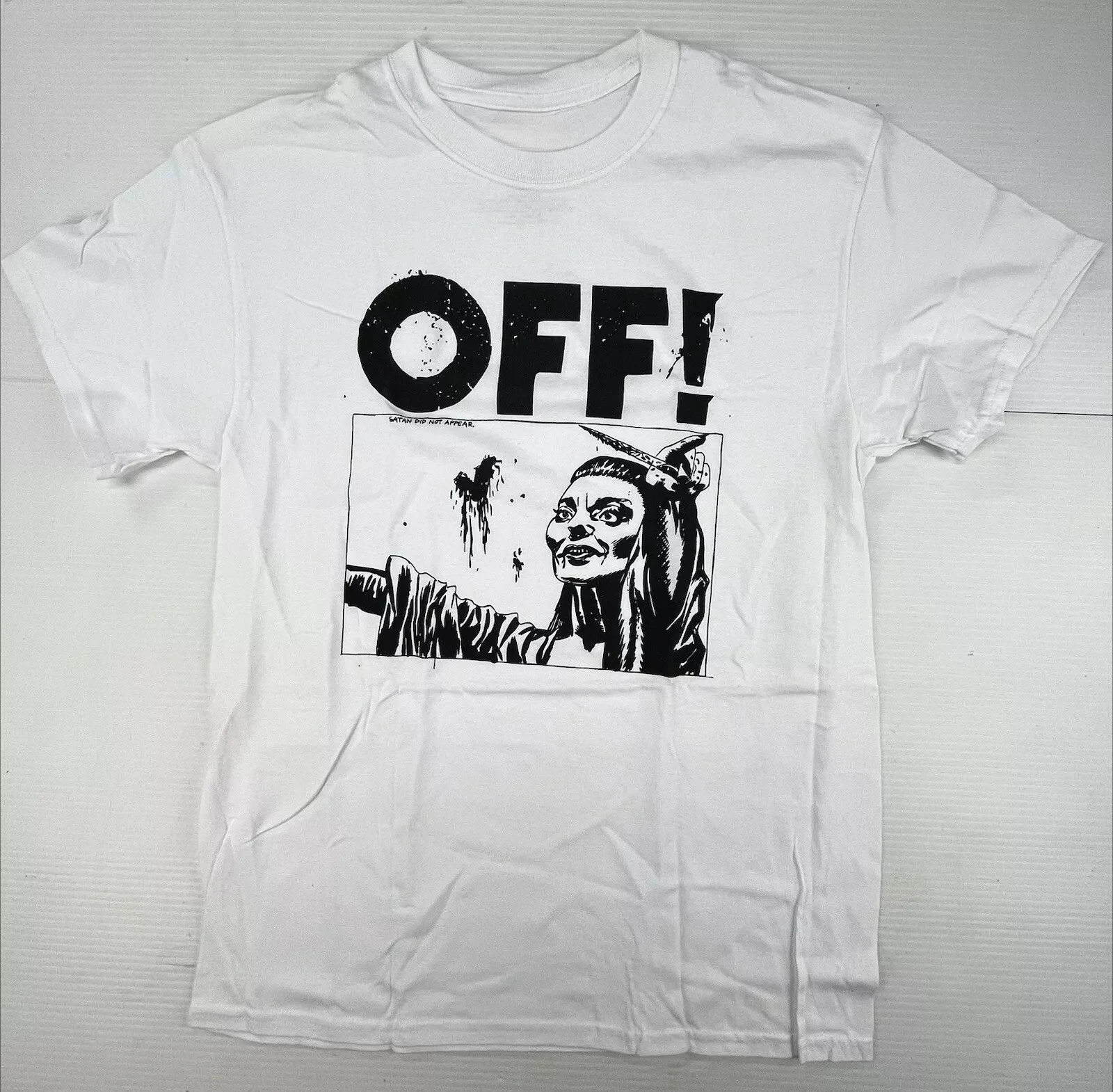

OFF! Band White T-shirt Medium New Tee American Oversized Short-sleeved Men's and Women's Fashion Street Hip-hop Rock Top
